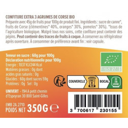 Confiture 3 agrumes Corses BIO - Le pot de 350gr