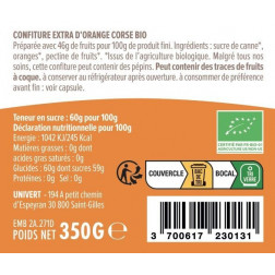 Confiture d'orange Corse BIO - Le pot de 350gr