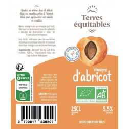 Vinaigre d'abricot BIO - la bouteille 25 cl