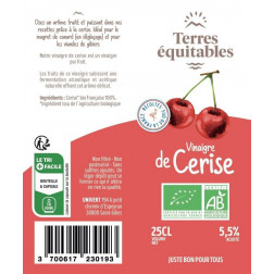 Vinaigre de cerise BIO - la bouteille 25 cl